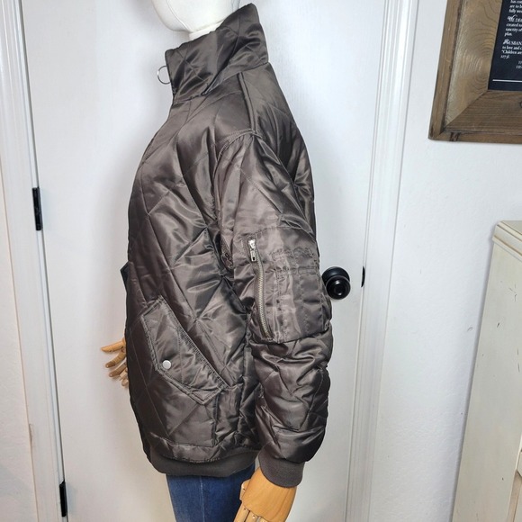 ASOS Design Brown Quilted Oversized Bomber Jacket Utility Gorpcore Size 0 - Picture 6 of 8